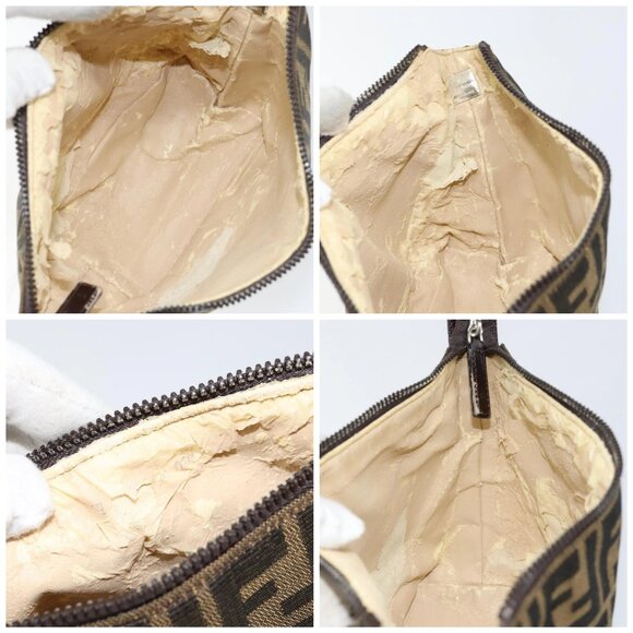 FENDI Zucca Canvas Vanity Hand Bag Black Brown Auth ar13759 - Picture 15 of 16